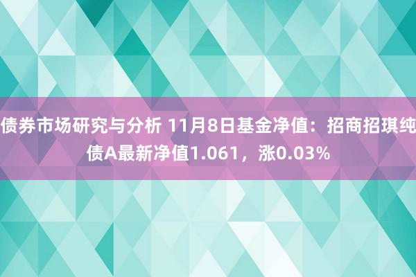 债券市场研究与分析 11月8日基金净值：招商招琪纯债A最新净值1.061，涨0.03%