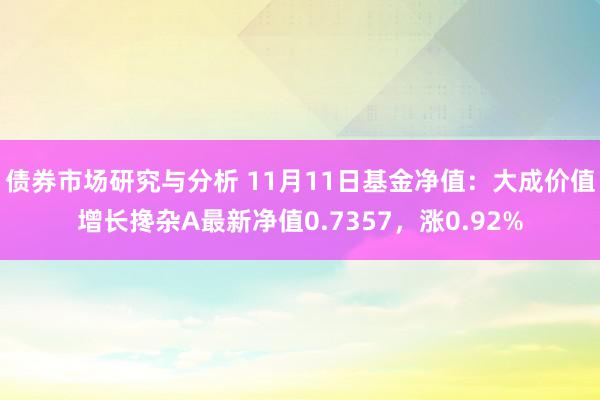 债券市场研究与分析 11月11日基金净值：大成价值增长搀杂A最新净值0.7357，涨0.92%