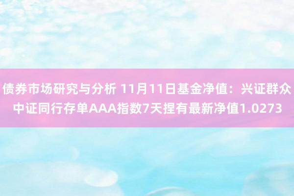 债券市场研究与分析 11月11日基金净值：兴证群众中证同行存单AAA指数7天捏有最新净值1.0273