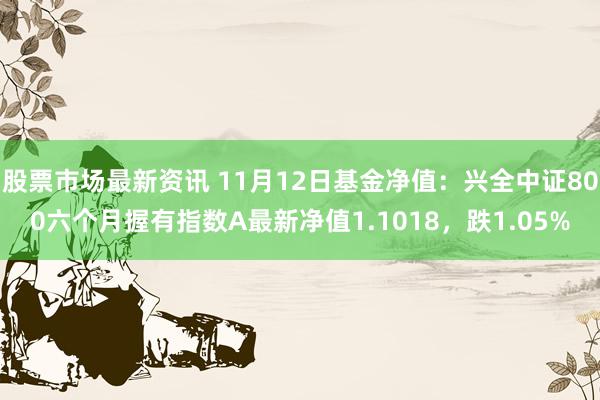 股票市场最新资讯 11月12日基金净值：兴全中证800六个月握有指数A最新净值1.1018，跌1.05%