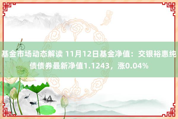 基金市场动态解读 11月12日基金净值：交银裕惠纯债债券最新净值1.1243，涨0.04%