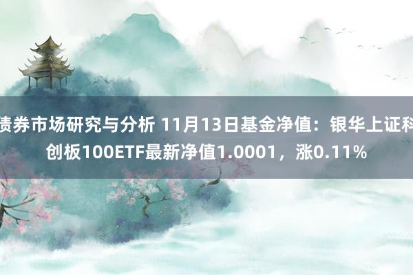 债券市场研究与分析 11月13日基金净值：银华上证科创板100ETF最新净值1.0001，涨0.11%