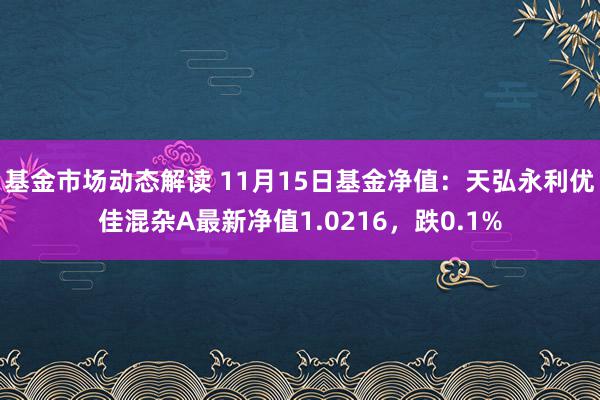 基金市场动态解读 11月15日基金净值：天弘永利优佳混杂A最新净值1.0216，跌0.1%