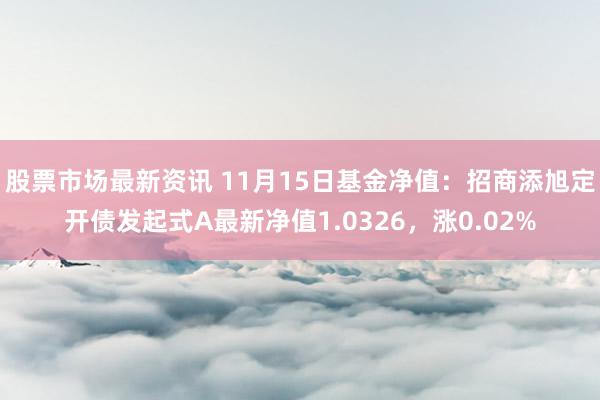 股票市场最新资讯 11月15日基金净值：招商添旭定开债发起式A最新净值1.0326，涨0.02%