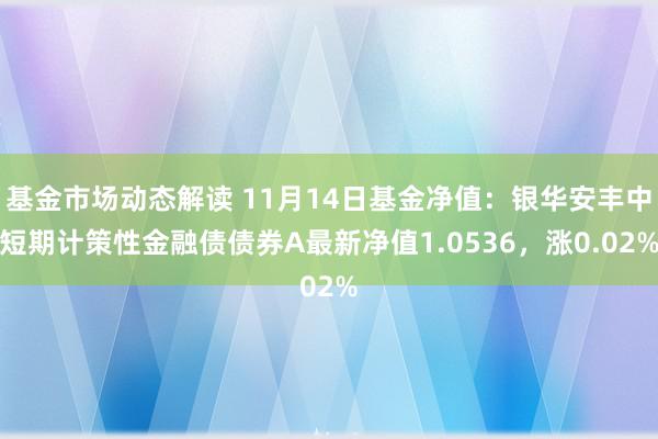 基金市场动态解读 11月14日基金净值：银华安丰中短期计策性金融债债券A最新净值1.0536，涨0.02%