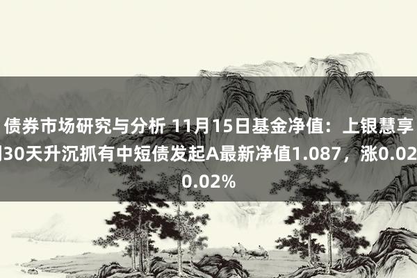 债券市场研究与分析 11月15日基金净值：上银慧享利30天升沉抓有中短债发起A最新净值1.087，涨0.02%