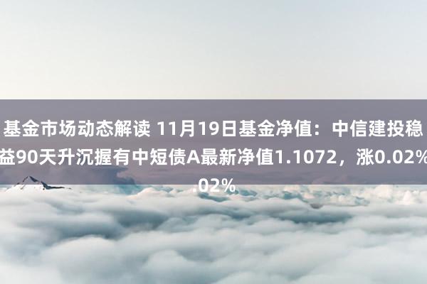 基金市场动态解读 11月19日基金净值：中信建投稳益90天升沉握有中短债A最新净值1.1072，涨0.02%