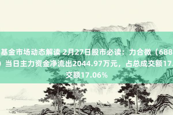 基金市场动态解读 2月27日股市必读：力合微（688589）当日主力资金净流出2044.97万元，占总成交额17.06%