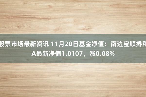 股票市场最新资讯 11月20日基金净值：南边宝顺搀和A最新净值1.0107，涨0.08%