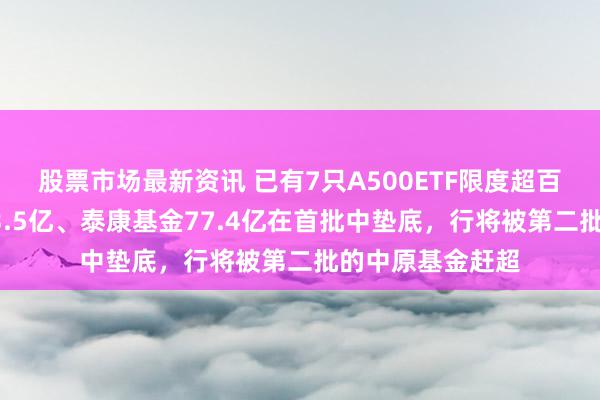 股票市场最新资讯 已有7只A500ETF限度超百亿！银华基金73.5亿、泰康基金77.4亿在首批中垫底，行将被第二批的中原基金赶超