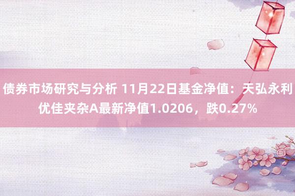 债券市场研究与分析 11月22日基金净值：天弘永利优佳夹杂A最新净值1.0206，跌0.27%