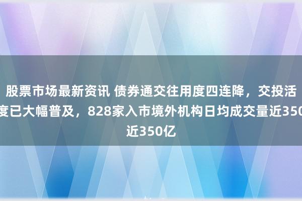 股票市场最新资讯 债券通交往用度四连降，交投活跃度已大幅普及，828家入市境外机构日均成交量近350亿