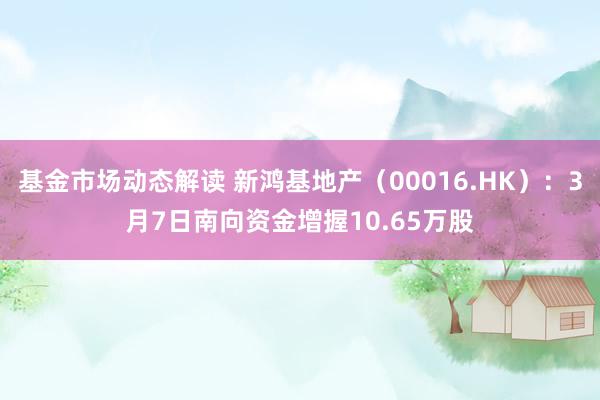 基金市场动态解读 新鸿基地产（00016.HK）：3月7日南向资金增握10.65万股