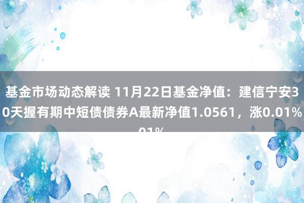 基金市场动态解读 11月22日基金净值：建信宁安30天握有期中短债债券A最新净值1.0561，涨0.01%