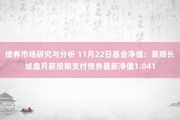 债券市场研究与分析 11月22日基金净值：景顺长城鑫月薪按期支付债券最新净值1.041