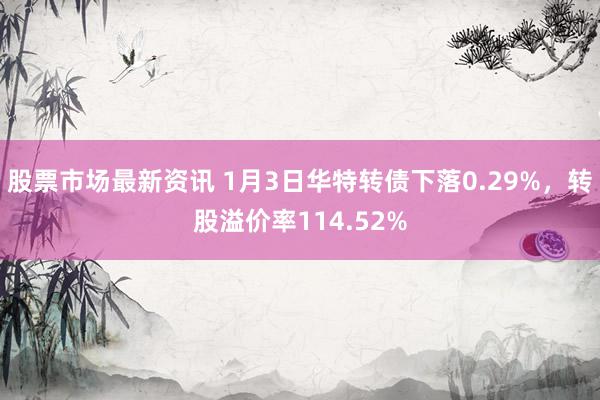 股票市场最新资讯 1月3日华特转债下落0.29%，转股溢价率114.52%