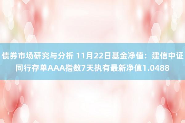 债券市场研究与分析 11月22日基金净值：建信中证同行存单AAA指数7天执有最新净值1.0488