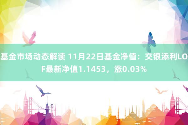 基金市场动态解读 11月22日基金净值：交银添利LOF最新净值1.1453，涨0.03%